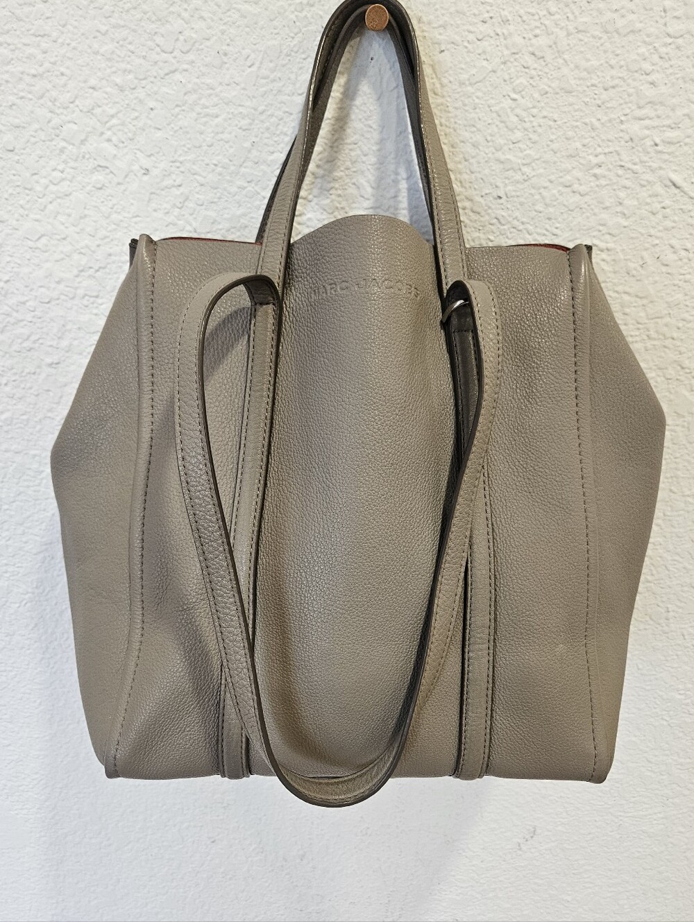 Marc Jacobs Taupe Pebbled Leather Tote with Double Handles